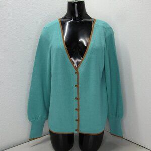 Etcetera Women's Seafarer V-Neck Cardigan Sweater Sea Blue Size S | NWT
